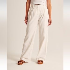 Linen-blend Tailored Wide Leg Pant